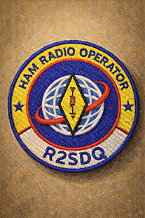 Amateur radio arm patch with callsign R2SDQ - Dmitrenko Vadim